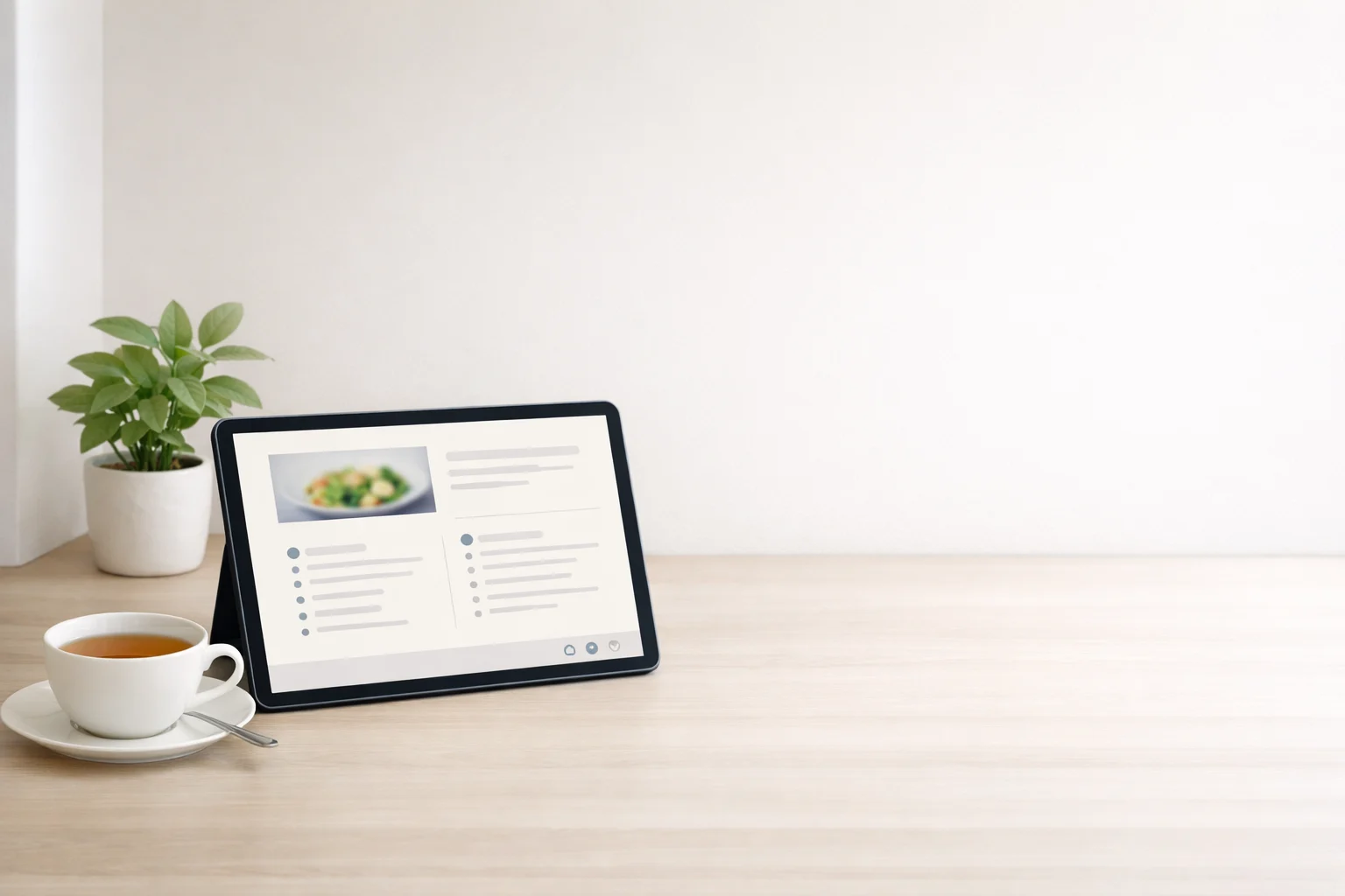A clean ad-free recipe workspace with focused cooking details.