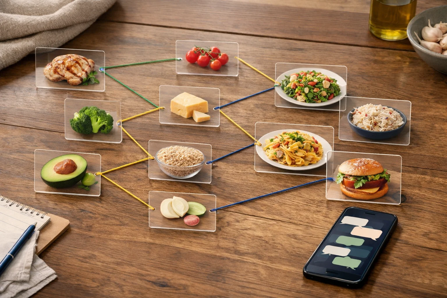 An explainable meal suggestion workspace with recipe cards and planning context.