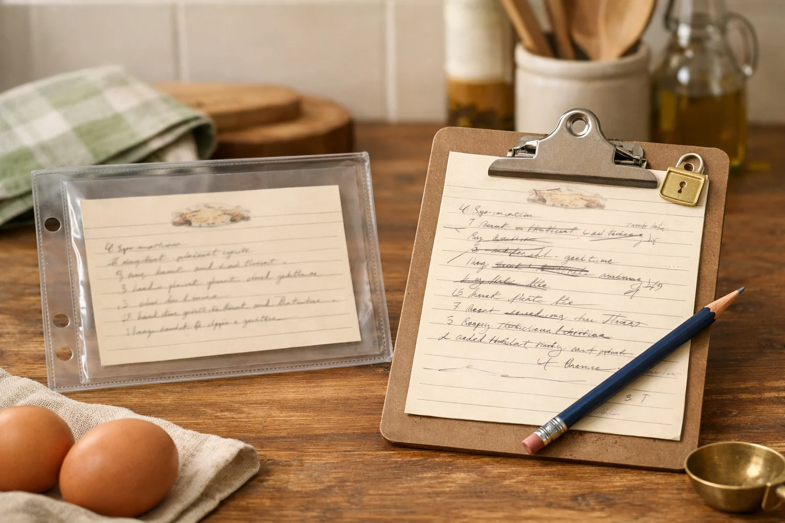 A private recipe editing workspace showing an original and editable copy.
